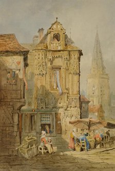 Marketplace at Bruges, early 19th century. Creator: Samuel Prout.