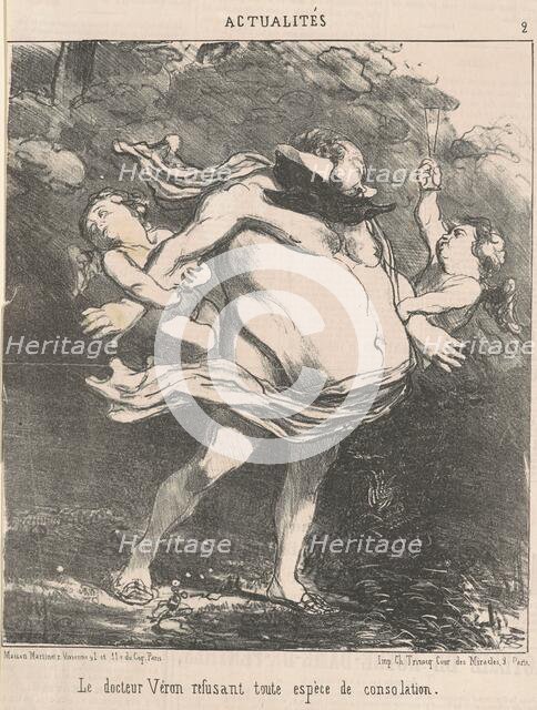 Le docteur Véron refusant tout espèce de consolation, 19th century. Creator: Honore Daumier.