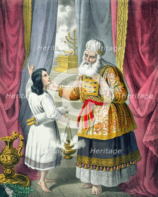 Eli questioning Samuel regarding his vision, 1870s. Artist: Siegfried Detlev Bendixen
