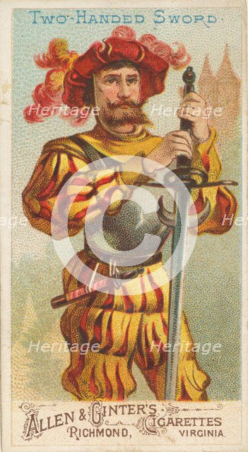 Two-handed Sword, from the Arms of All Nations series (N3) for Allen & Ginter Cigarettes B..., 1887. Creator: Allen & Ginter.
