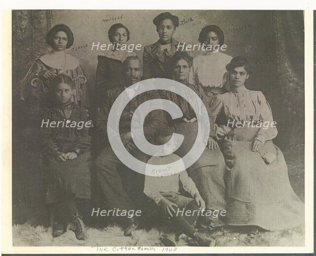 Photocopy of a portrait of the Cotten family, 1902; printed later. Creator: Unknown.