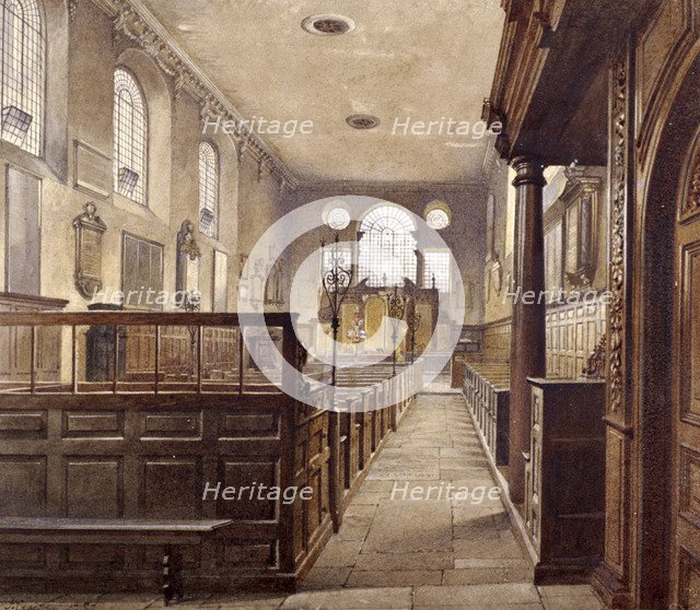 Interior of St Olave Jewry, London, 1887. Artist: John Crowther