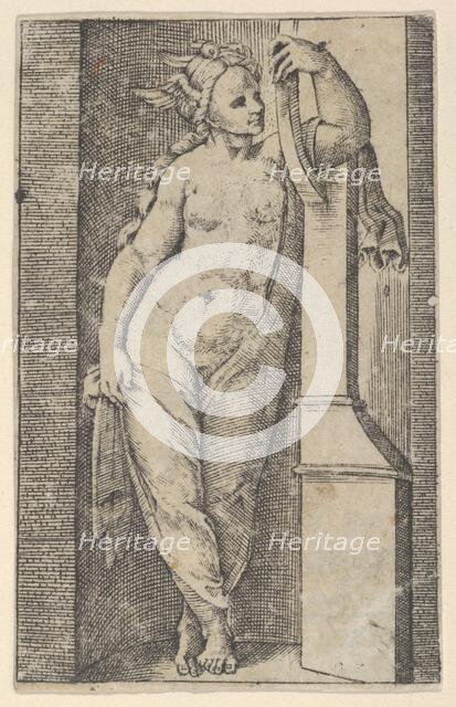 Woman with a winged head standing in a niche, ca. 1510-27. Creator: Marcantonio Raimondi.