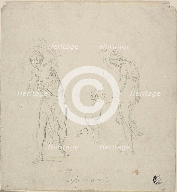 Two Sketches: Standing Woman, Woman Dancing with Child, n.d. Creator: Giovanni Battista Cipriani.