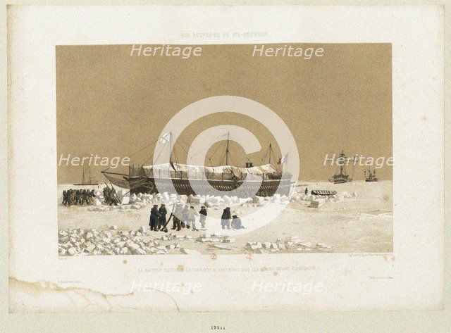 The floating battery Tonnante in the Ice near Kinburn, 1856. Artist: Cicéri, Eugène (1813-1890)
