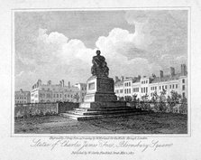 View of the statue of Charles James Fox in Bloomsbury Square, Bloomsbury, London, 1817. Artist: John Greig