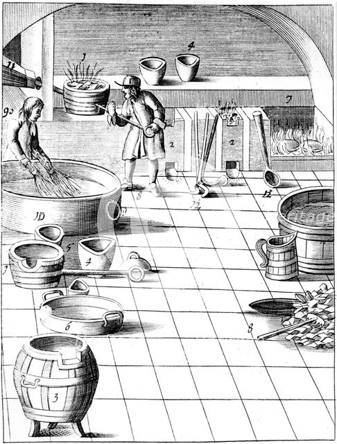Preparation of copper and silver to be alloyed for production of coins, 1683. Artist: Unknown