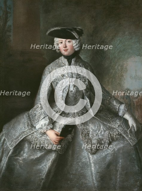 Portrait of Princess Anna Amalia of Prussia (1723-1787), Abbess of Quedlinburg, ca 1744 . Creator: Pesne, Antoine (1683-1757).