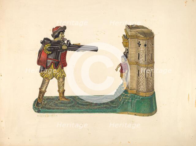 Mechanical Toy Bank, c. 1940. Creator: Milton Bevier.