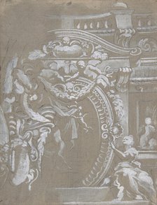 Ornamental Design for a Wall Monument Surmounted by a Balustrade with Human..., 1647-1726. Creator: Gregorio de' Ferrari.