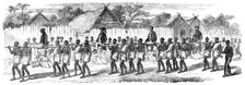 Procession of the British Envoys to Madagascar from the seashore to the Fort of Tamatave..., 1862. Creator: Unknown.