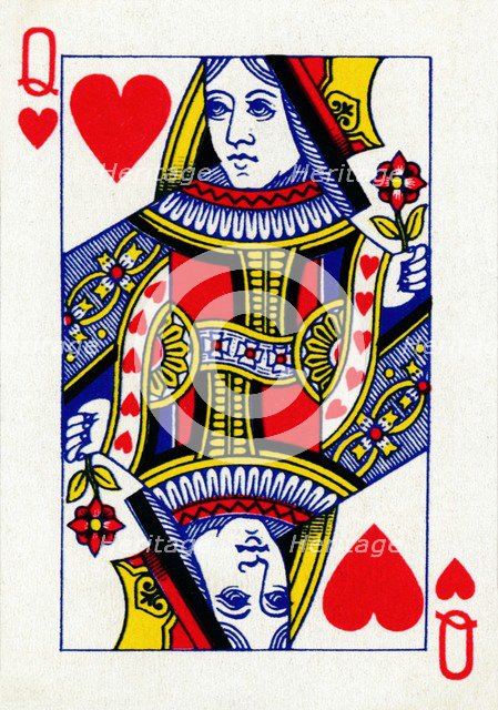 Queen of Hearts from a deck of Goodall & Son Ltd. playing cards, c1940. Artist: Unknown.