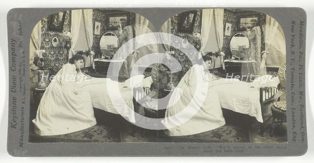 The Empty Crib. "We're nearer to the other shore since the baby died", 1899. Creator: Keystone View Company.