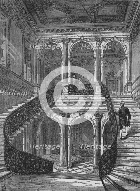 The grand staircase, Chesterfield House, Mayfair, Westminster, London, c1875 (1878). Artist: Unknown.