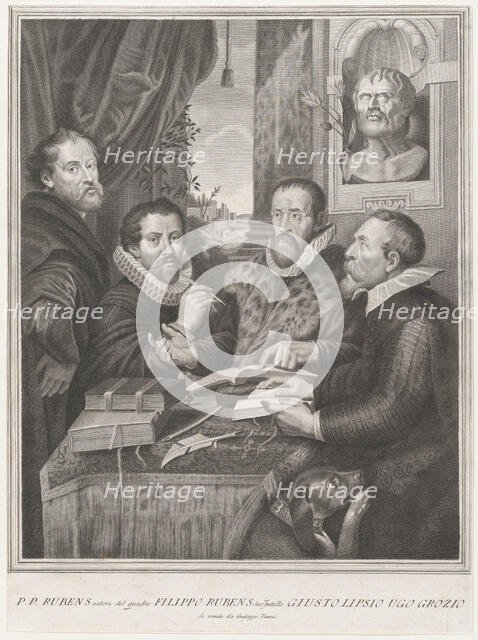 The Four Philosophers: Justus Lipsius, Hugo Grotius, Peter Paul Rubens, and Philip Rube..., 1770-82. Creators: Peter Paul Rubens, Unknown.