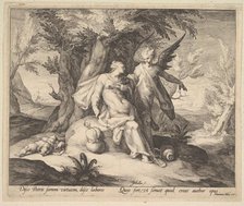 Hagar in the Desert Consoled by an Angel, ca. 1609. Creator: Jan Muller.