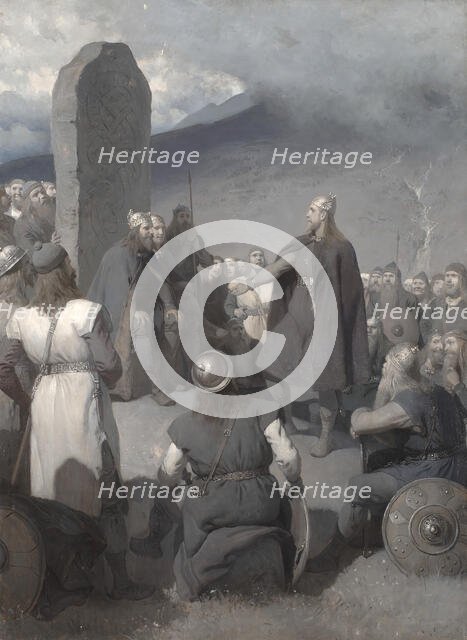 Frithiof's courtship (from Frithiof's saga), 1880s. Creator: Johan August Malmström.