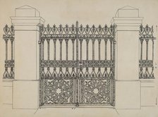Iron Fence and Gate, c. 1936. Creator: Ray Price.
