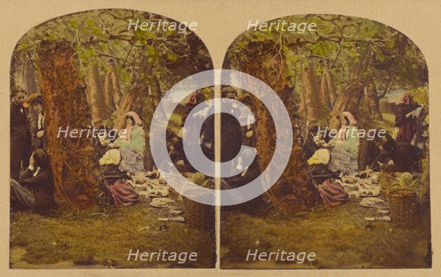 A Picnic Party, about 1857. Creators: London Stereoscopic & Photographic Co, Joseph John Elliott.