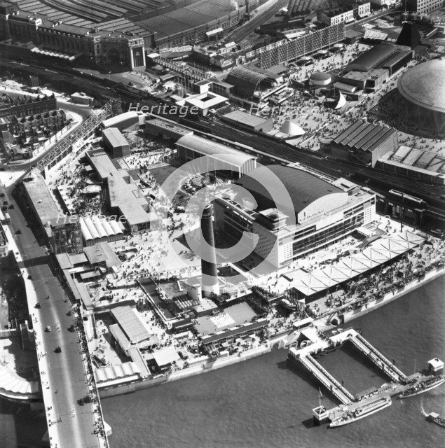 Crowds around the Royal Festival Hall on the Festival of Britain site, Lambeth, London, May 1951. Artist: Unknown.
