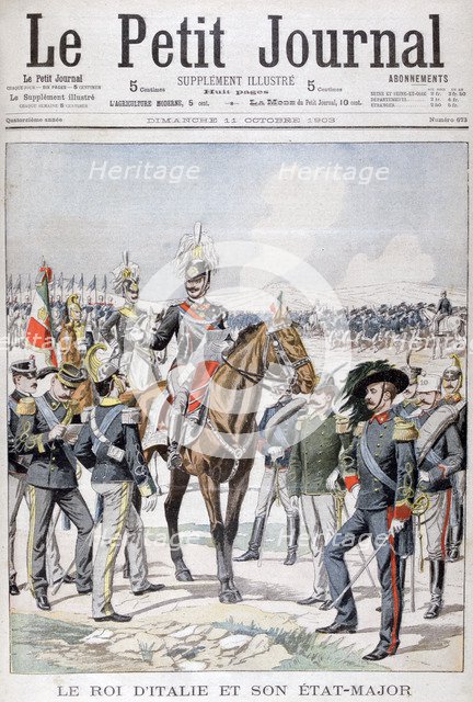 Victor Emmanuel III, king of Italy and his state-major, 1903. Artist: Unknown