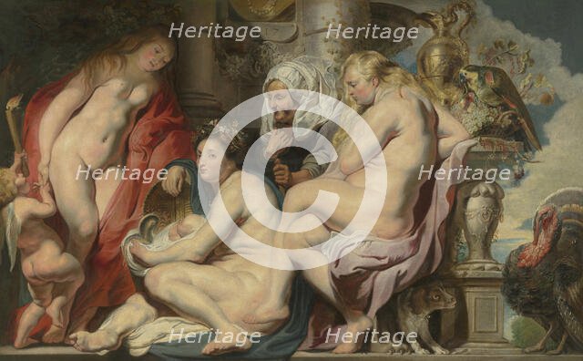 The Daughters of Cecrops Finding the Child Erichthonius, 1617. Creator: Jacob Jordaens I.