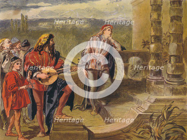 'The musician sings in The Two Gentlemen of Verona: Act IV Scene II', c1875. Artist: Sir John Gilbert.