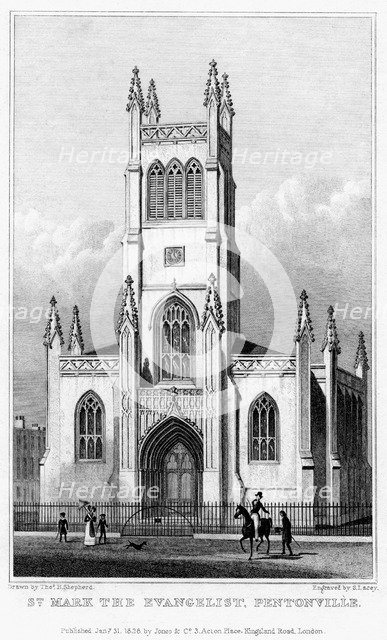 Church of St Mark the Evangelist, Pentonville, Islington, London, 1828.Artist: S Lacey