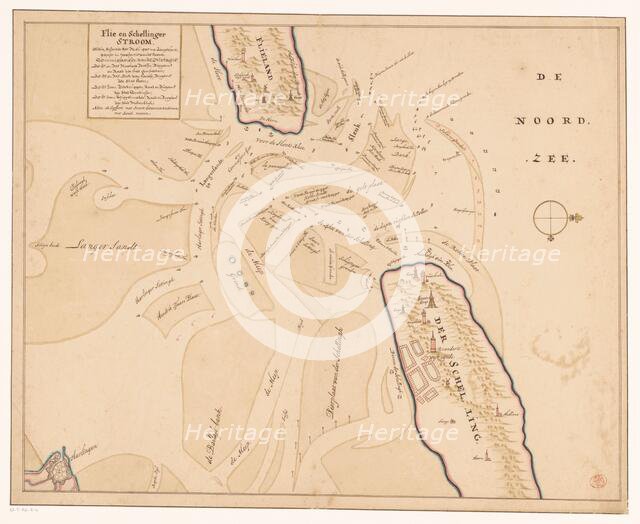 Map of Vlieland, Terschelling and the surrounding sandbanks, 1708 or later.  Creator: Isaak de Graaf.
