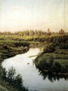 River landscape. Artist: Briullov, Pavel Alexandrovich (1840-1914)