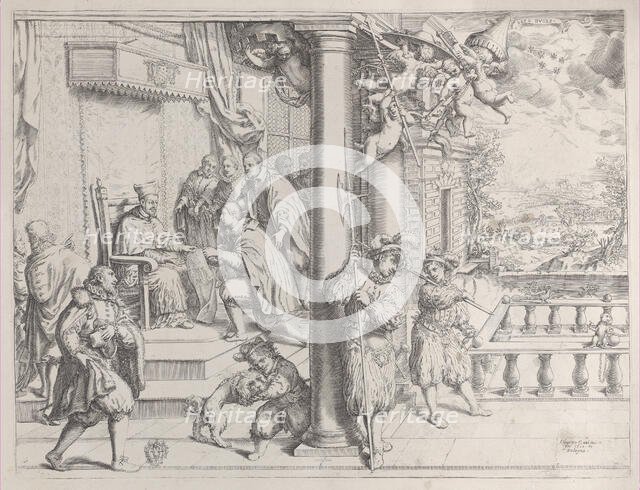 A Young Man Presenting his Thesis to Cardinal Aldobrandini, 1620., 1620. Creator: Oliviero Gatti.
