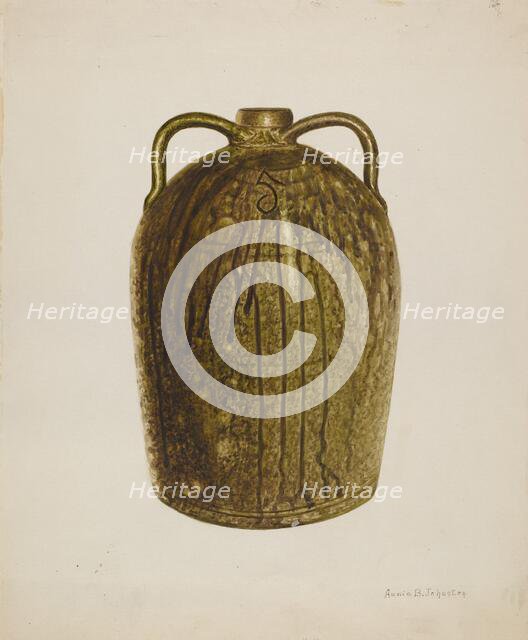 Stoneware Jug, c. 1938. Creator: Annie B Johnston.