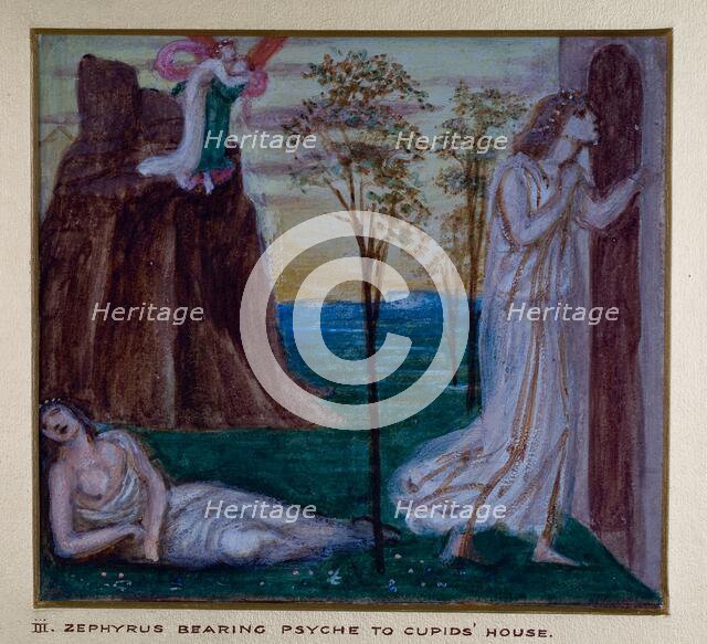Cupid and Psyche - Study for the Palace Green Mural - Zephyrus bearing Psyche, 1872. Creator: Sir Edward Coley Burne-Jones.