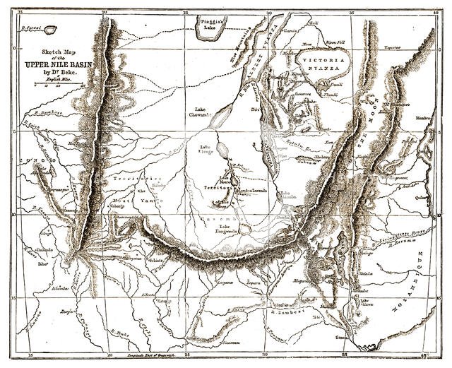 ''Upper Nile Basin Map; The regions of the Cazembe', 1875. Creator: Charles Tilstone Beke.