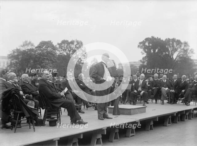 Bible Society Open Air Meeting, East Front of The Capitol - Champ Clark Speaking, 1917. Creator: Harris & Ewing.