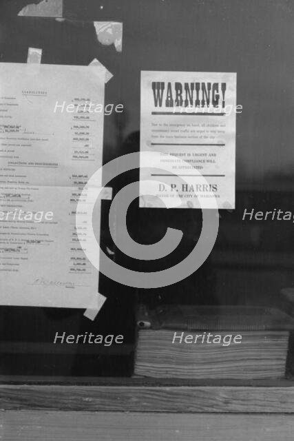 Sign posted in Marianna, Arkansas during the 1937 flood, 1937. Creator: Walker Evans.