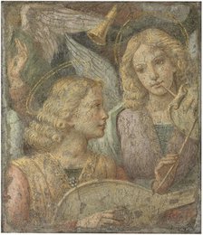 Angels making music, 16th century.