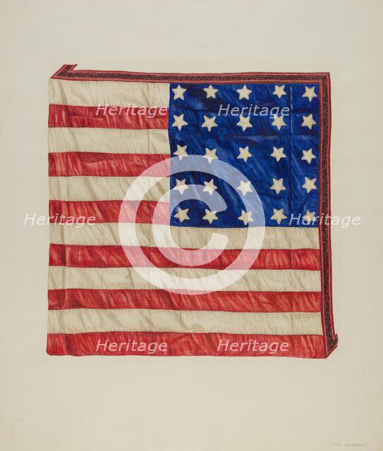 Quilt - Top Star and Flag Design, c. 1941. Creator: Fred Hassebrock.