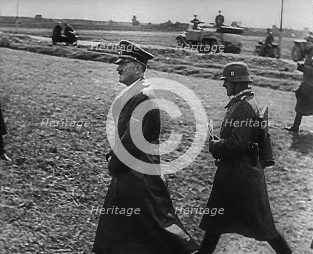 Adolf Hitler Walking Towards German Troops, 1941. Creator: British Pathe Ltd.