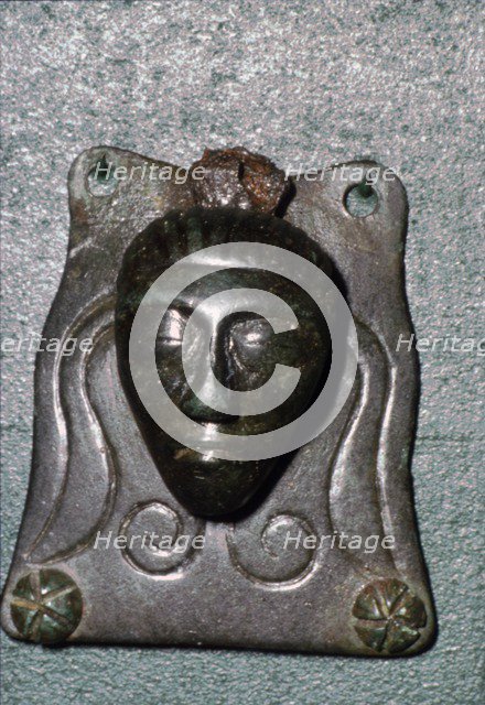 Head on Celtic Bronze Mount from Manching, Celtic Oppidium, 1st century BC. Artist: Unknown.