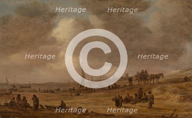 A Beach with Fishing Boats, probably 1653. Creator: Jan van Goyen.