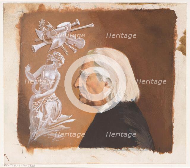 Book cover design for "Frans Liszt. The life of a great composer" by Jean Rousselot, c. 1961.  Creator: Anon.