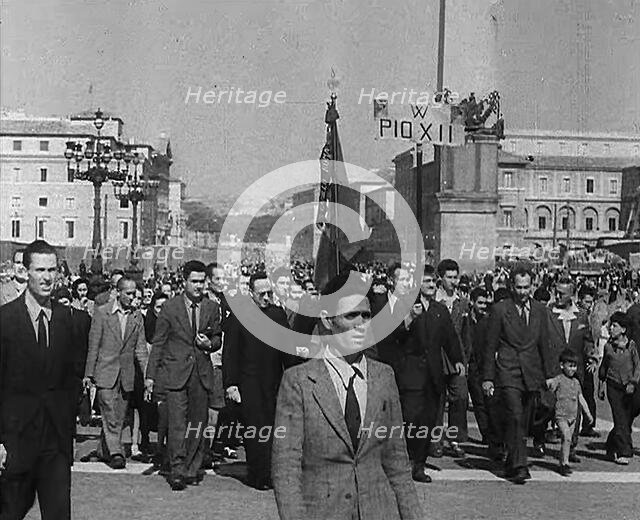 Italian Crowds Marching to St. Peter's Square, 1944. Creator: British Pathe Ltd.