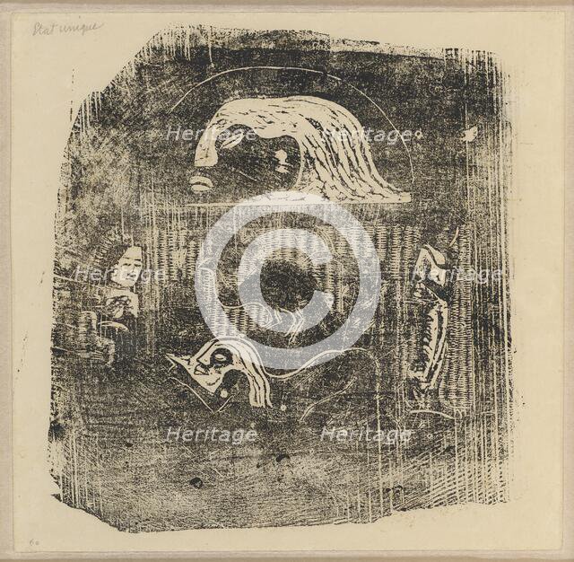 Te Atua (The Gods) Small Plate [verso], in or after 1895. Creator: Paul Gauguin.