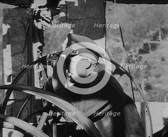 An Allied Officer Using Binoculars, 1944. Creator: British Pathe Ltd.