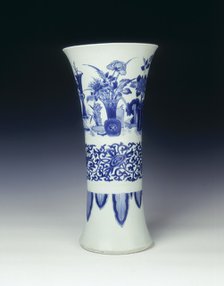 Blue and white trumpet vase, China, 1639. Artist: Unknown