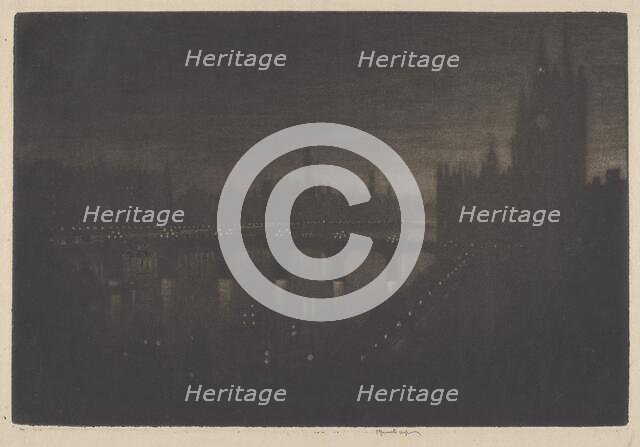 Westminster, Evening, 1909. Creator: Joseph Pennell.