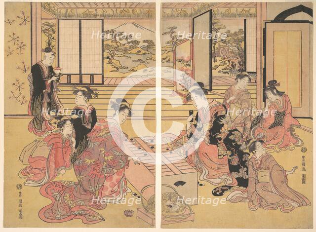 Two Young Women Playing a Game of Sugoroku. Creator: Utagawa Toyokuni I.