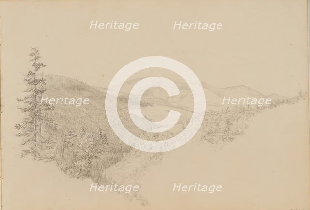 Kauterskill Clove (from Sketchbook of Landscape and Animal Subjects), ca. 1860-64. Creator: Thomas Hewes Hinckley.