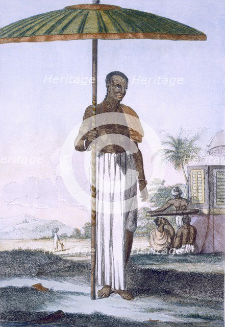 Porter of the Ouriah caste, pub. 1808-12. Creator: Franz Balthazar Solvyns (1760-1824).